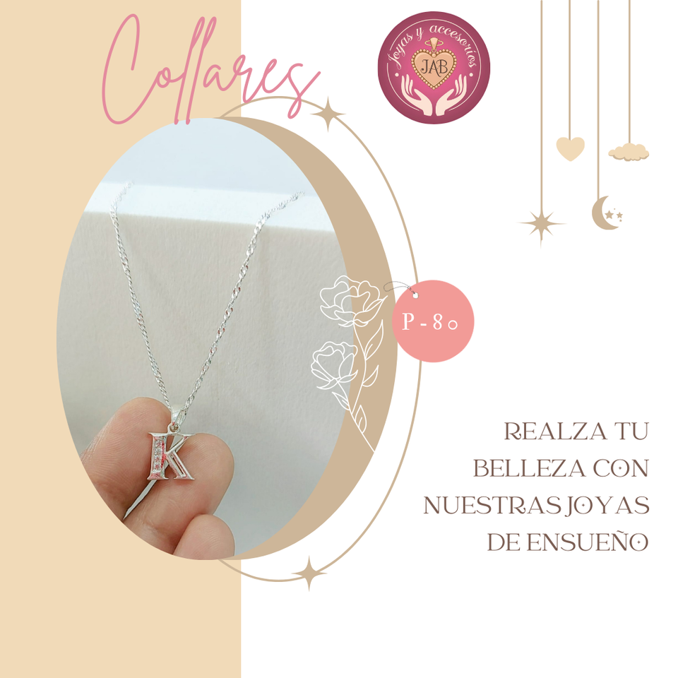 COLLAR DE PLATA CON DIJE DE LETRA